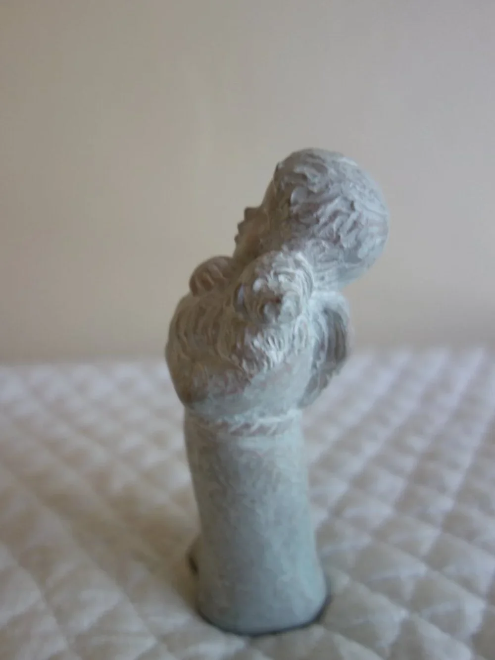 Vntg 2001 ISABEL BLOOM Greenish Hue Concrete Art Figurine Angel Boy w/ Dog
